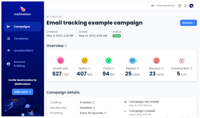 Email tracking Dashboard