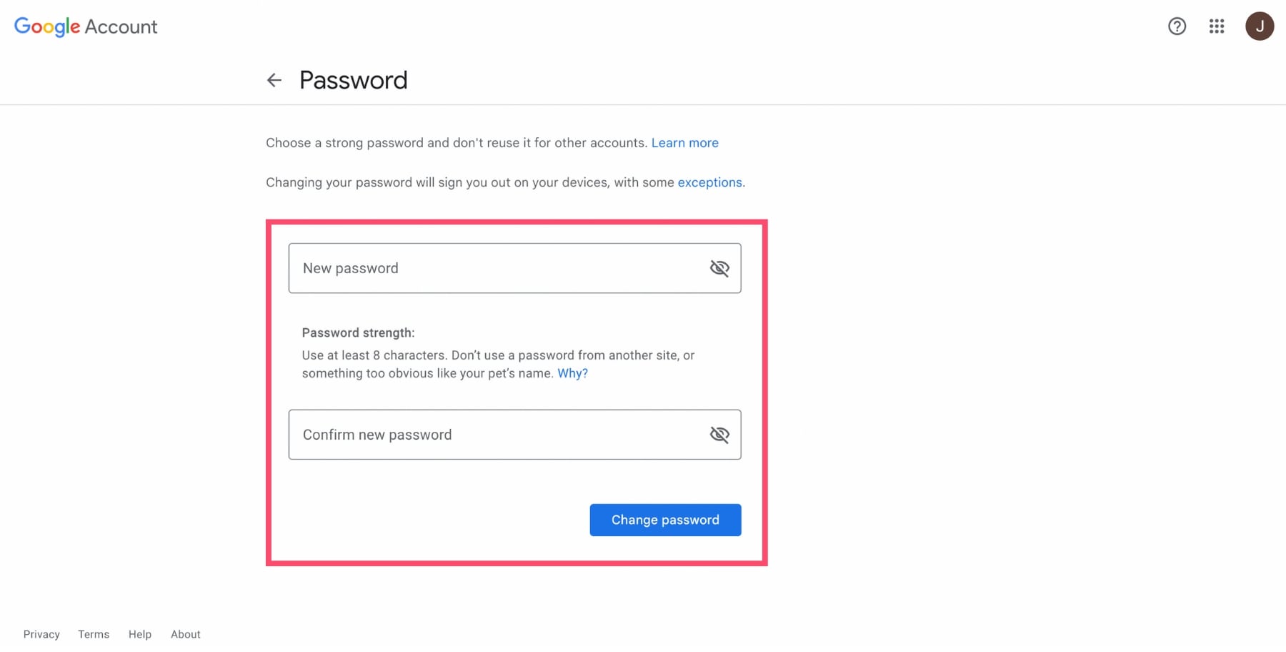 Create a new Gmail password