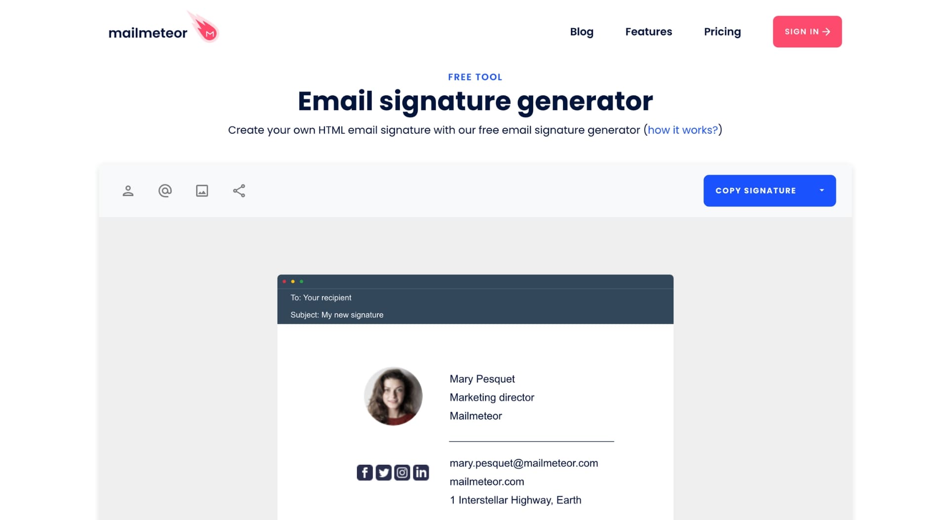 Email signature generator