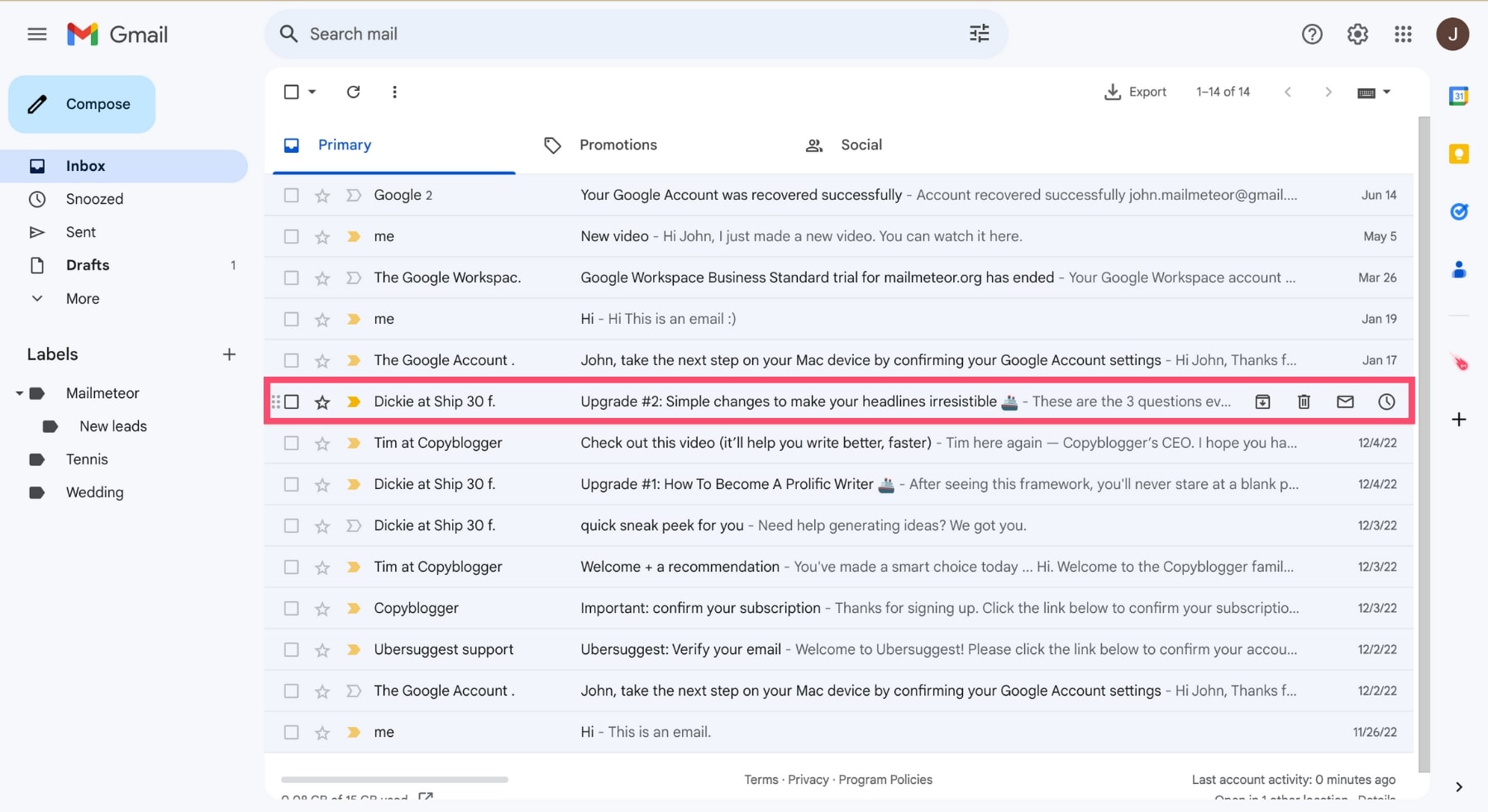 How to find an email in Gmail