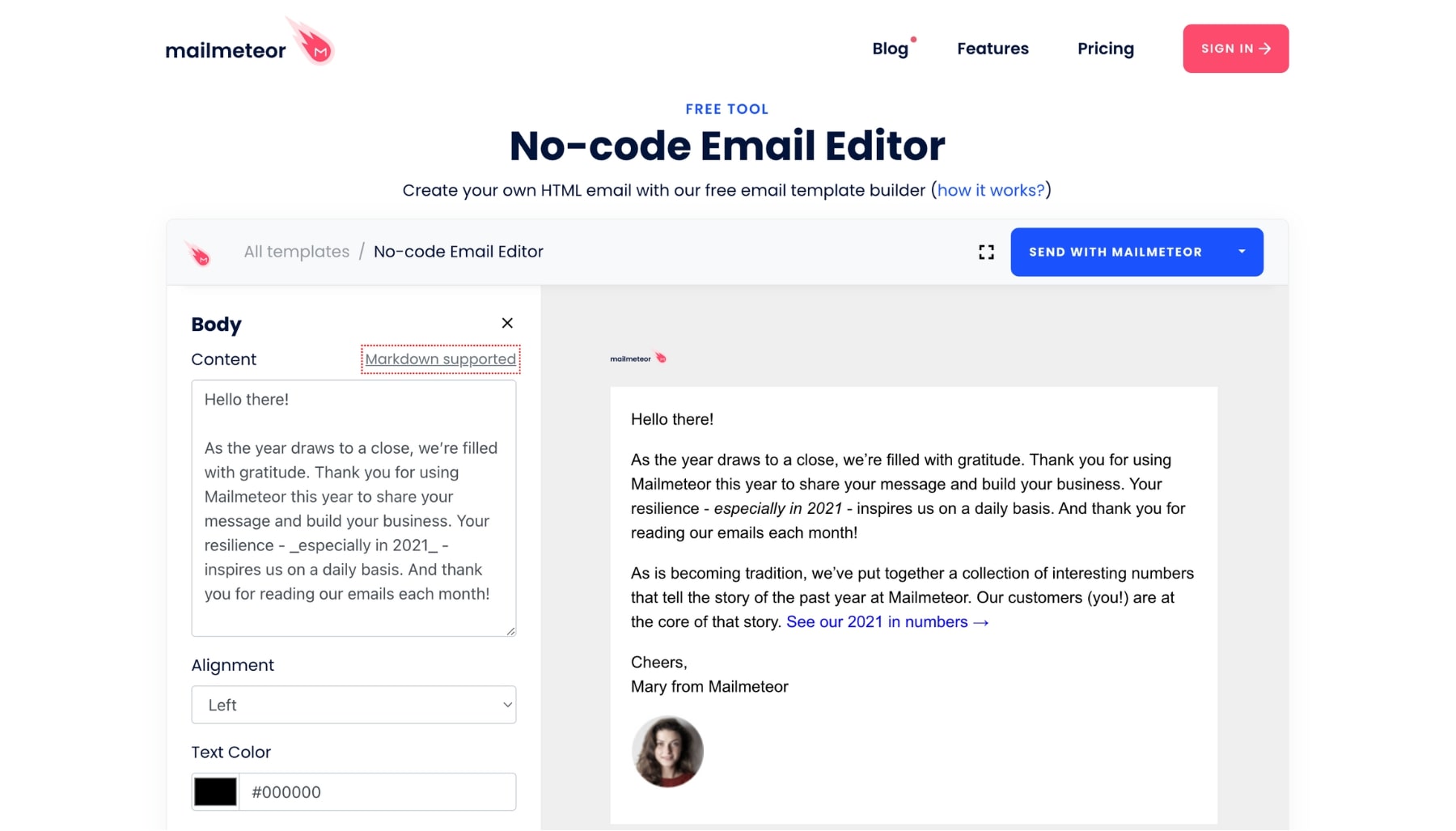 No-code email editor