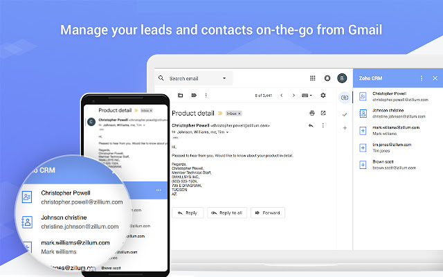 Screenshot of Zoho CRM for Gmail