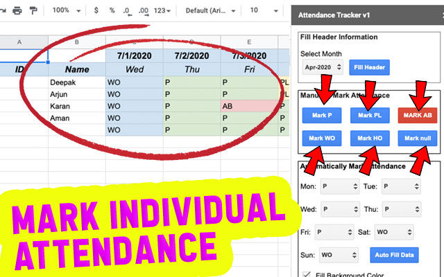 Screenshot of Attendance Tracker