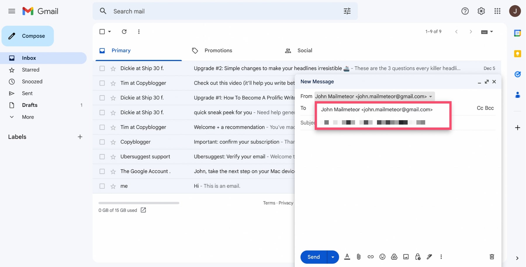 Send emails from secondary address in Gmail