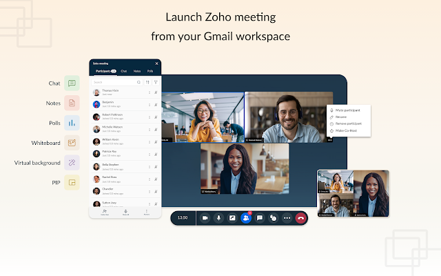Screenshot of Zoho Meeting for Gmail