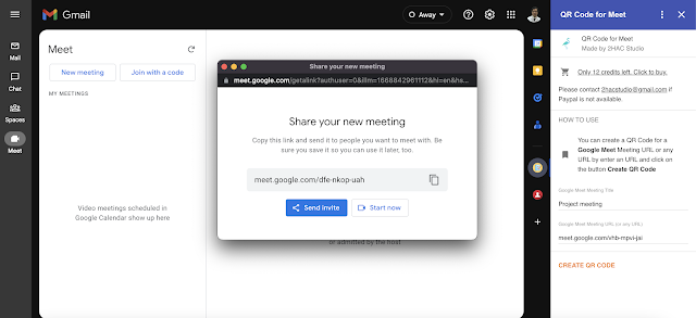 Screenshot of QR Code for Meet™