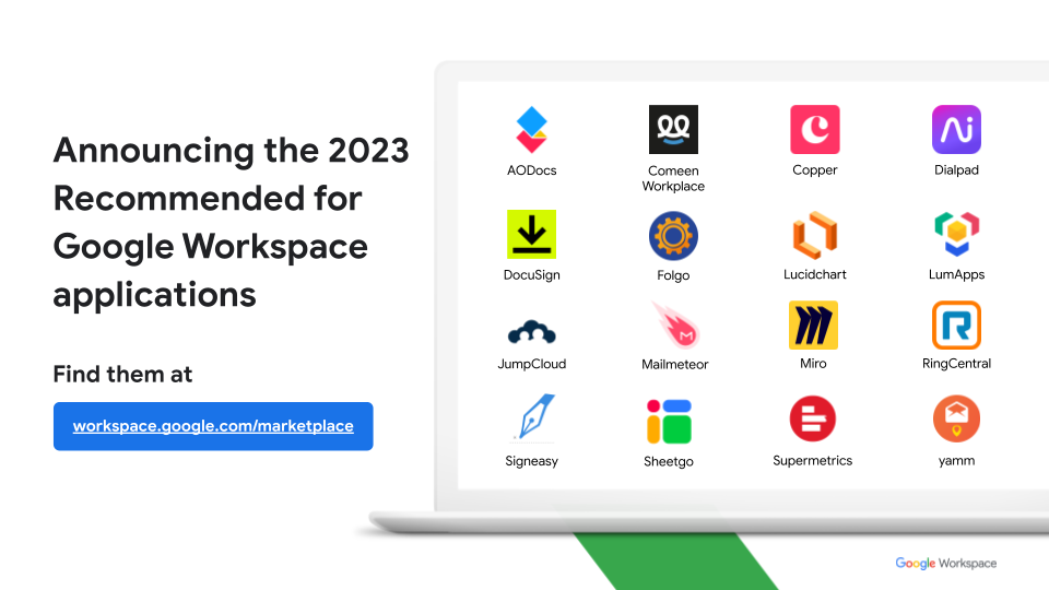 Apps recommended for Google Workspace