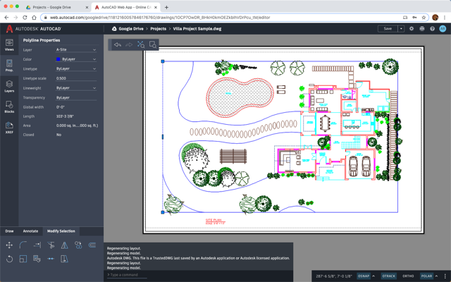 Screenshot of AutoCAD web app