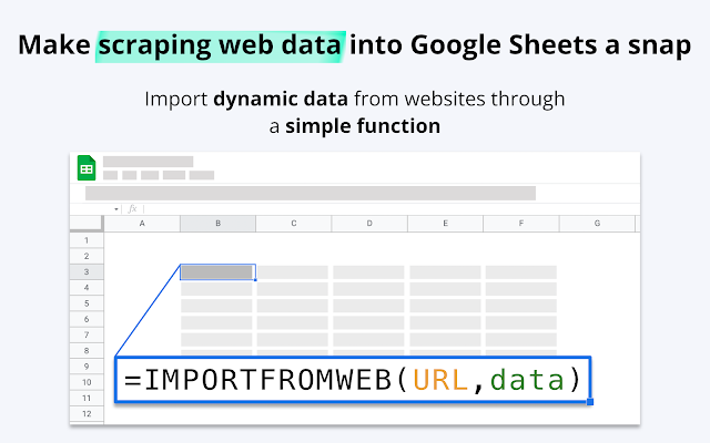 Screenshot of ImportFromWeb | Web scraping in Google Sheets
