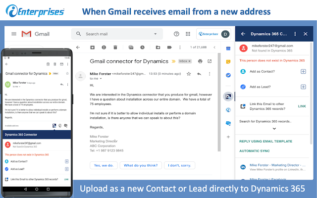 Screenshot of Dynamics 365 Connector for G Suite