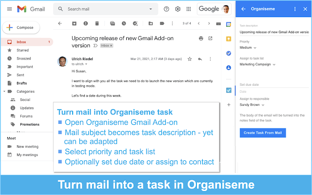 Screenshot of Organiseme for Google Workspace™