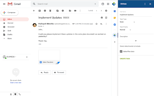 Screenshot of Striven For Gmail