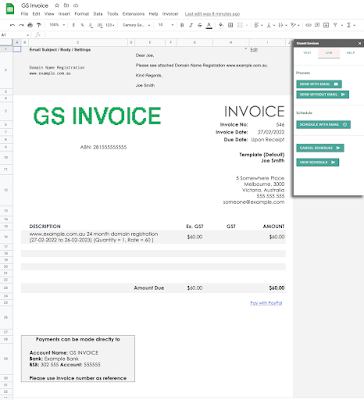 Screenshot of GS Invoice