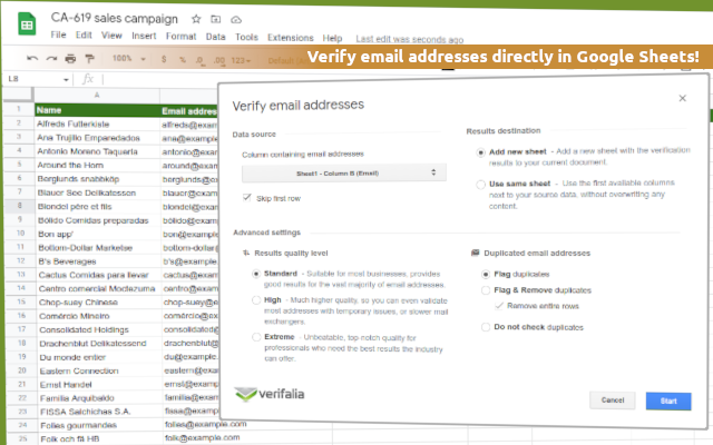 Screenshot of Verifalia Email Verification