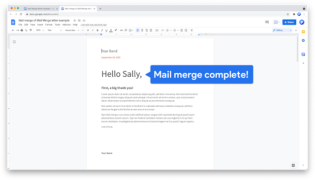 Publipostage dans Google Docs