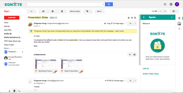 Screenshot of Egnyte for Gmail