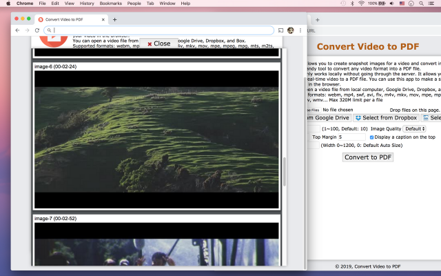 Screenshot of Convert Video to PDF