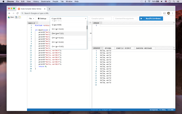 Screenshot of Code Compiler Editor