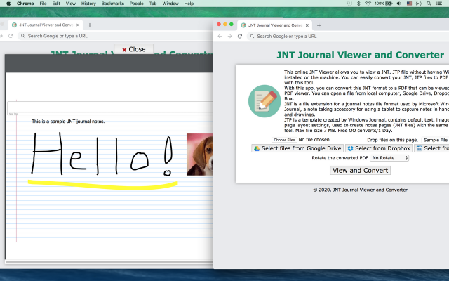 Screenshot of JNT Journal Viewer