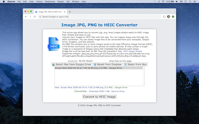 Screenshot of Image JPG, PNG to HEIC Converter
