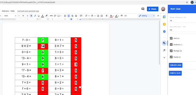Screenshot of Math Quiz Maker