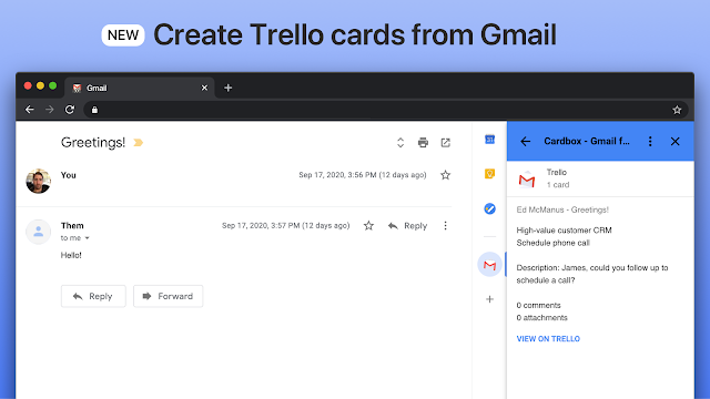 Screenshot of Trello for Gmail by Cardbox