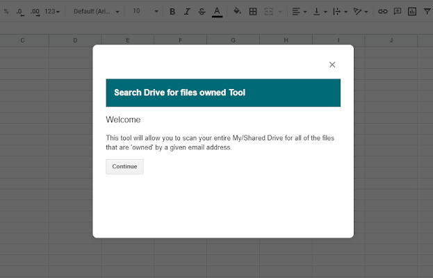 Screenshot of Search Drive for owned files