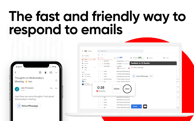 Screenshot of Voice Notes for Gmail