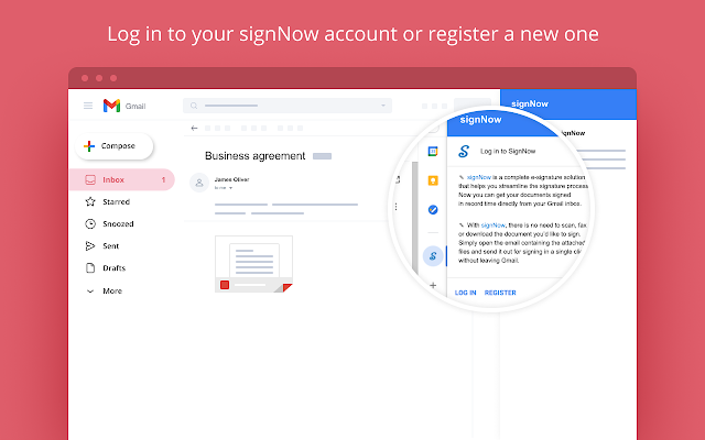 Screenshot of signNow for Gmail™