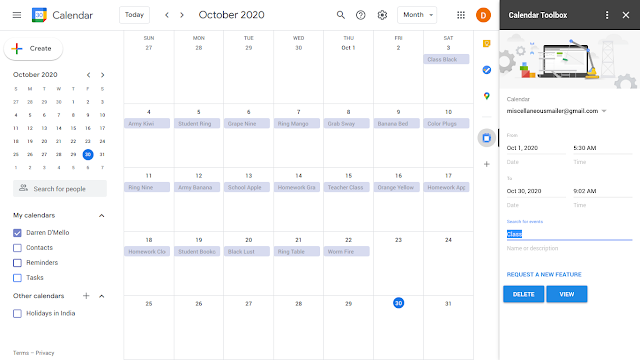 Screenshot of Calendar Toolbox
