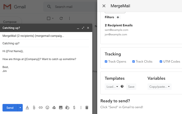 Screenshot of MergeMail: Mail merge for Gmail