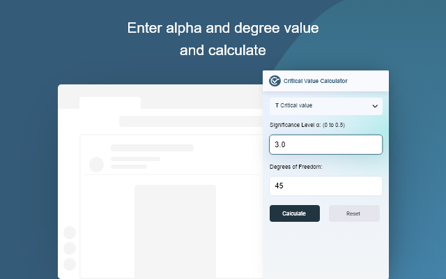 Screenshot of Critical Value Calculator