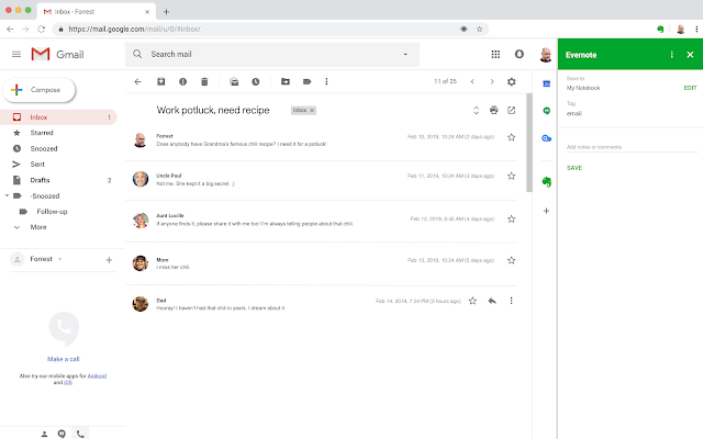 Screenshot of Evernote for Google Gmail™