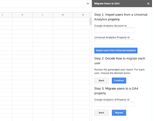 Screenshot of GA4 Migrator for Google Analytics™