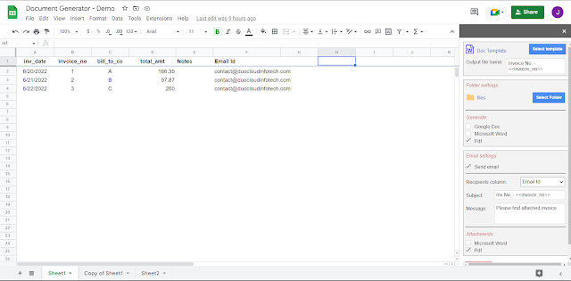 Screenshot of Document Generator