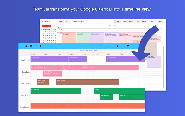 Screenshot of TeamCal for Google Calendar