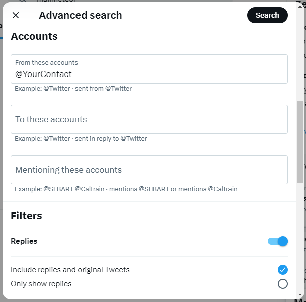 Twitter advanced search