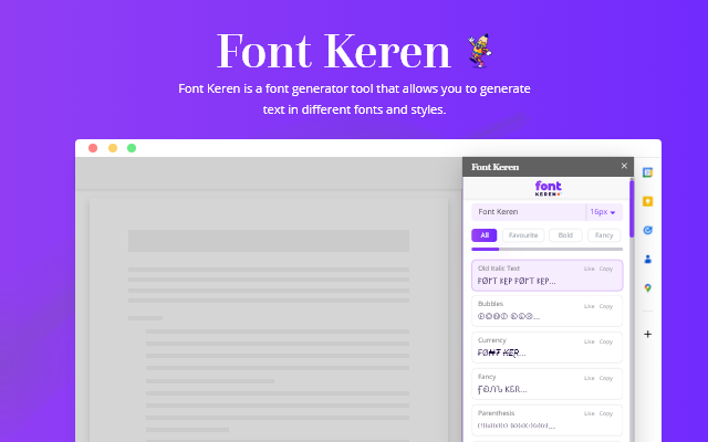 Screenshot of Font Keren