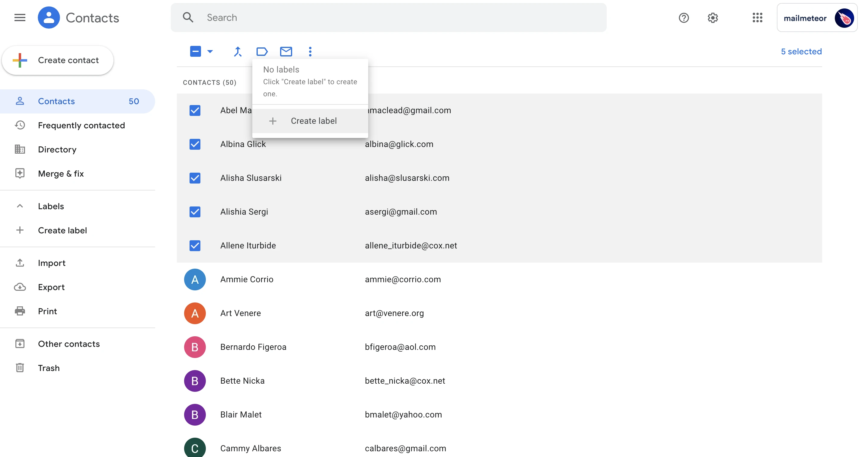 Add labels to Google Contacts