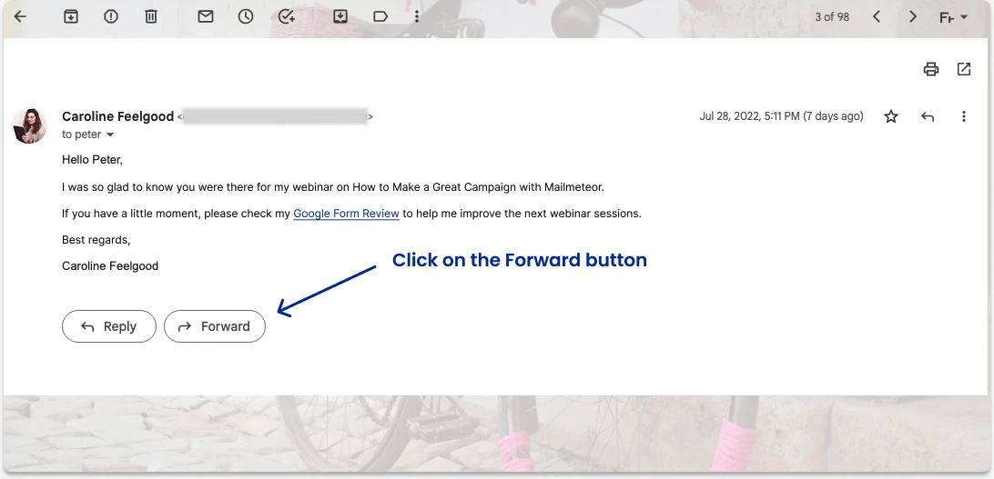 How to resend an email in Gmail using Forward